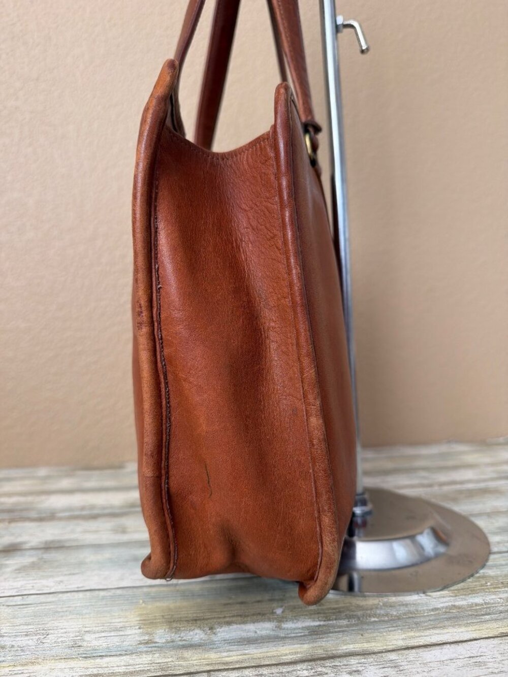 1970/80s Coach Glove Tanned British Tan Marketing Tote Bag NYC 399-0645 w/FLAWS - Picture 4 of 15